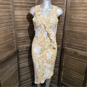 Barcellini Y2K Fairy Floral Ruffle V-Neck Dress Asymmetrical Whimsical Size 10